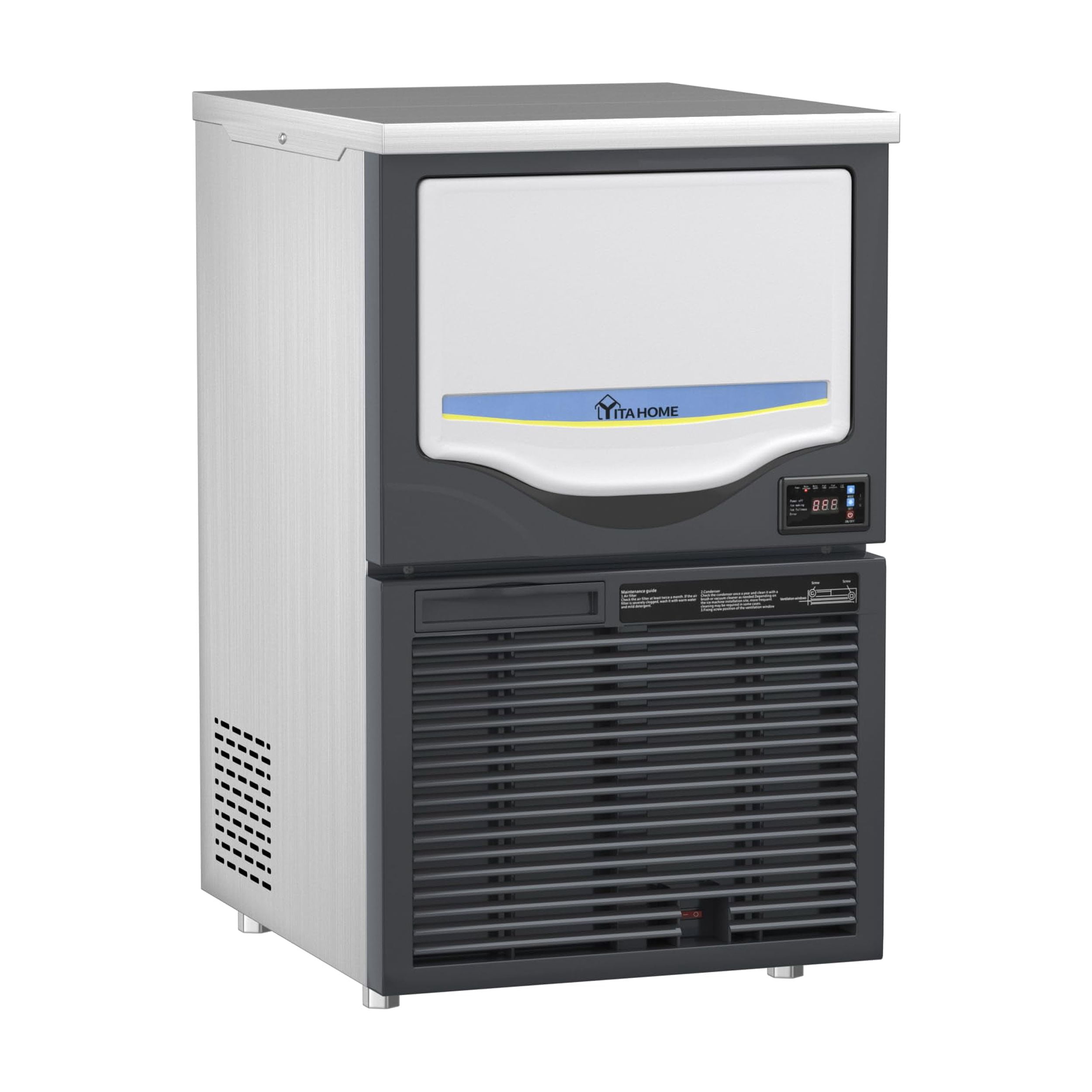 Dextrus Commercial Snowflake Ice Maker 220LBS/24H with 88LBS Storage, Food Grade Stainless Steel Automatic Freestanding Ice Maker Machine with Stainless Steel Scoop