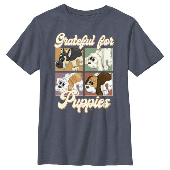 Boy's Pound Puppies Grateful for Puppies  Graphic Tee Navy Blue Heather Medium