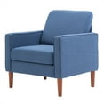 thumbnail image 3 of Linen Upholstered Accent Chair, Modern Armchair with Solid Wood Legs, Comfy Reading Arm Chair Single Sofa Chair with Solid Wood Frame for Living Room, Bedroom and Office, Navy Blue, 3 of 7