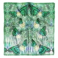 thumbnail image 1 of Phagun Bandeaux en Soie Pure Imprimée Papillons Verts & Léopard, Foulard Carrée d'Été, 1 of 6