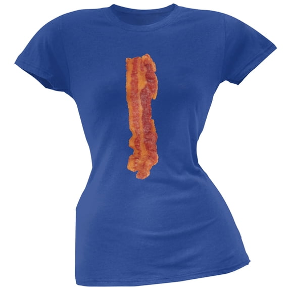 Bacon Strip Blue Soft Juniors T-Shirt - Large
