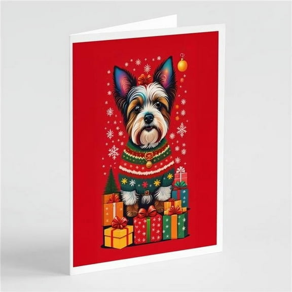 Biewer Terrier Holiday Christmas Greeting Cards Pack of 8 7 in x 5 in