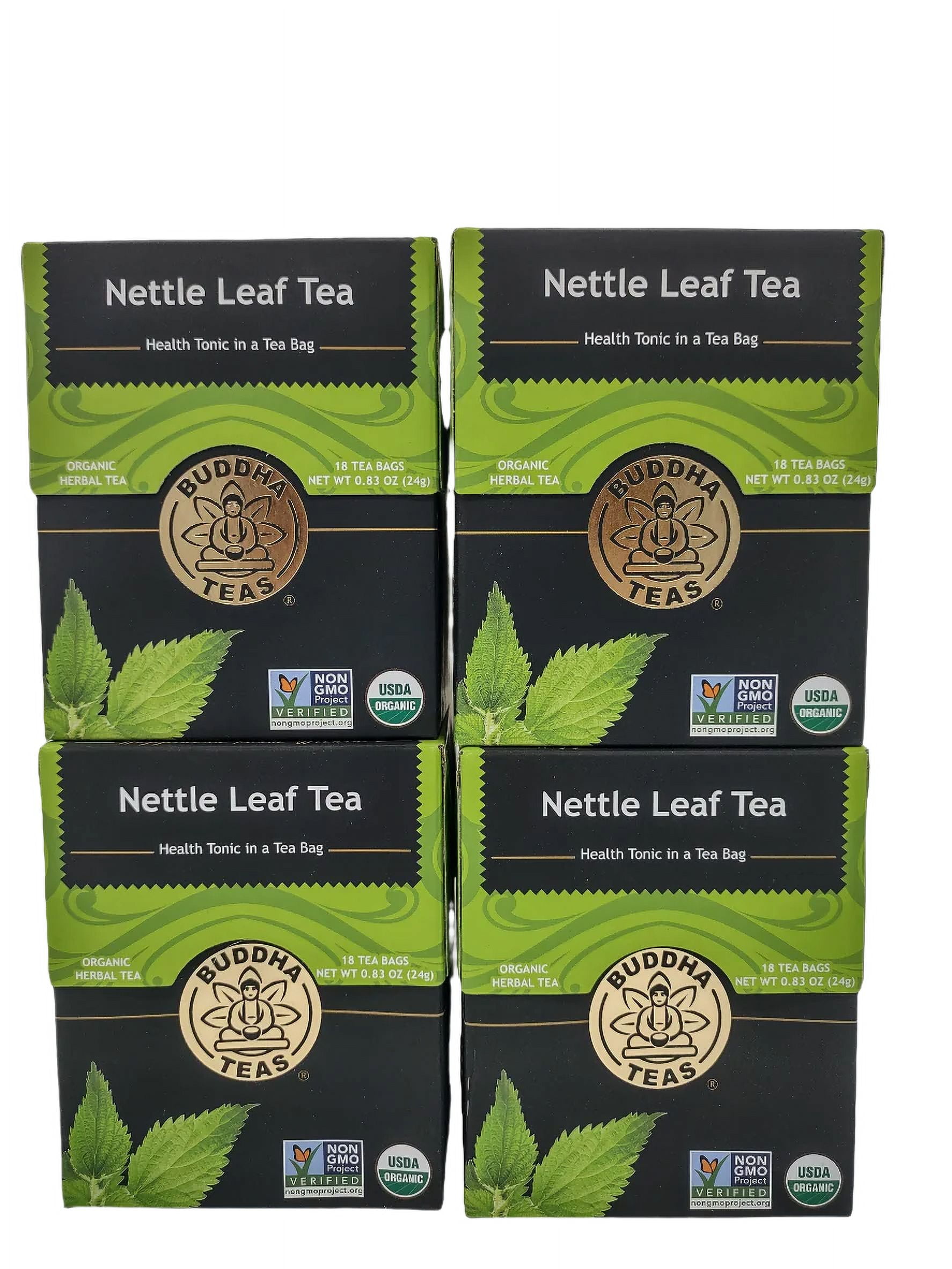 Buddha Teas Organic Nettle Leaf Tea – Caffeine-Free, Kosher, GMO-Free, 18 Bleach-Free Tea Bags (4 Pack)
