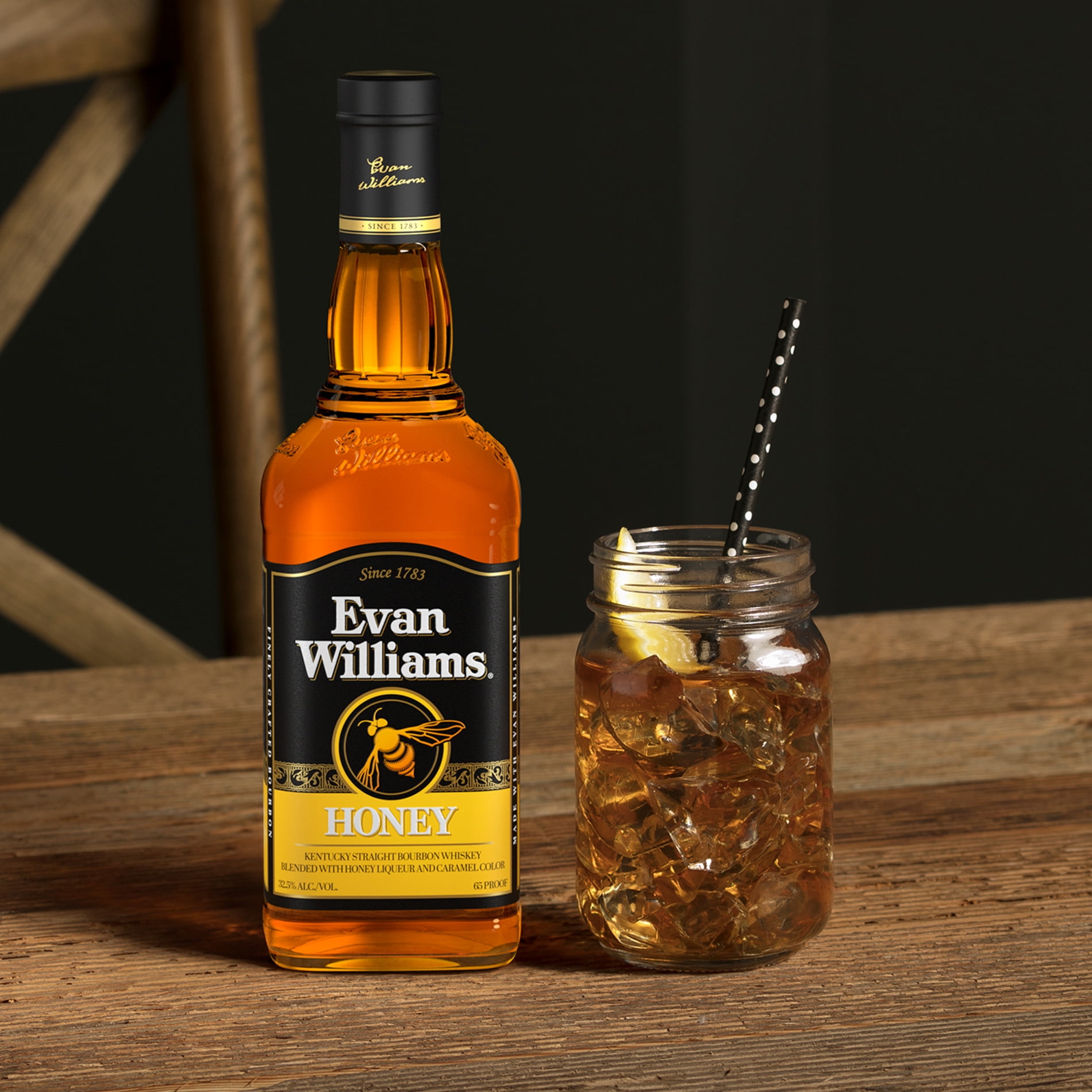 Evan Williams Honey Whiskey Liqueur, 750 ml Bottle, 33% ABV