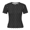 thumbnail image 5 of Byworldtasic Y2k Tees for Women Short Sleeve Polka Dot Shirt Tops Slim Fit Aesthetic Streetwear T Shirt, 5 of 6