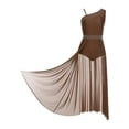 thumbnail image 4 of Kaerm Womens Sleeveless Lyrical Dance Dress Glittery Asymmetrical Shoulder Split Dress Modern Dancewear Brown S, 4 of 7