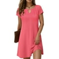 thumbnail image 2 of vigerkar Women's Casual A-Line Dresses Summer Floral Tshirt Dress Short Sleeve Mini Dress Flowy Sundresses Hot Pink, XXL, 2 of 9
