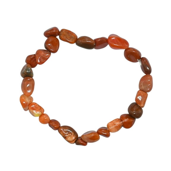 Red Jasper Natural Gemstone Bracelet - Tumble Bead Stretch Bracelet and Healing Stones