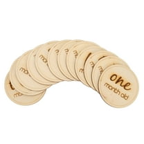 SHOWERORO Newborn Month Card Solid Wood Plywood Baby Photography Props 12Pcs 3.93x3.93x0.12In