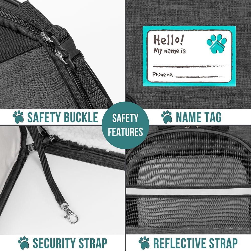 PetAmi Expandable Dog Backpack Carrier for Cats & Pets, Breathable Cat Carrier Backpack with Top Window & Multi-Entry, Ventilated Foldable Travel Carrier for Small Medium Pets up to 18 lbs, Dark Gray