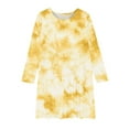thumbnail image 2 of Odeerbi Kids Girls Fall Long Sleeve Tie-dye Dress Party Swing A Line Dress Casual Strechy Crewneck Flowy Dress Twirly School Recital Dress Yellow, 2 of 4