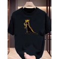 thumbnail image 1 of 1pc Dinosaur Prince Print Cotton T-Shirt for Men, Casual Crew Neck Short Sleeve Tee with Slight Stretch, Summer Knit Fabric Top for Teens, 1 of 7