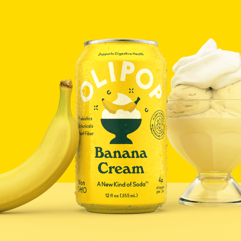 Olipop Prebiotic Soda Pop, Banana Cream, High Fiber, 12 fl oz 12