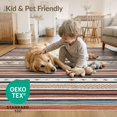 thumbnail image 4 of ODIKA 9'x12' Washable Area Rug Rag Chindi Knit Striped Boho Southwestern Multi Rows Banded Vintage for Master Suite, California King, Under Bed, Non-Shedding, Easy Care, 4 of 7