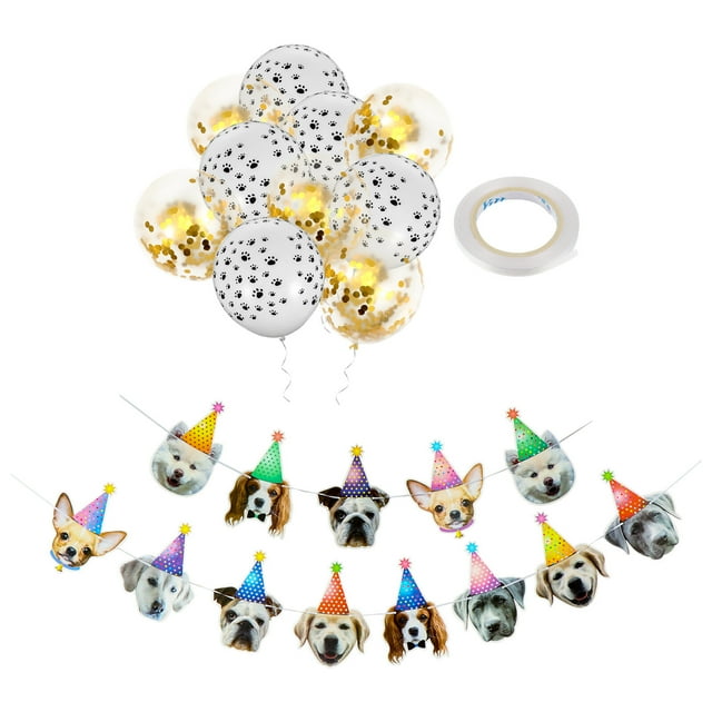 KAKOWELY 1 juego de decoración para fiesta con temática de perro, globo, pancarta, banderines para fiesta de cumpleaños de mascotas