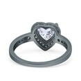 thumbnail image 3 of Black Tone, Simulated Cubic Zirconia Size-10 Heart Promise Ring Halo Heart Round 925 Sterling Silver, 3 of 7