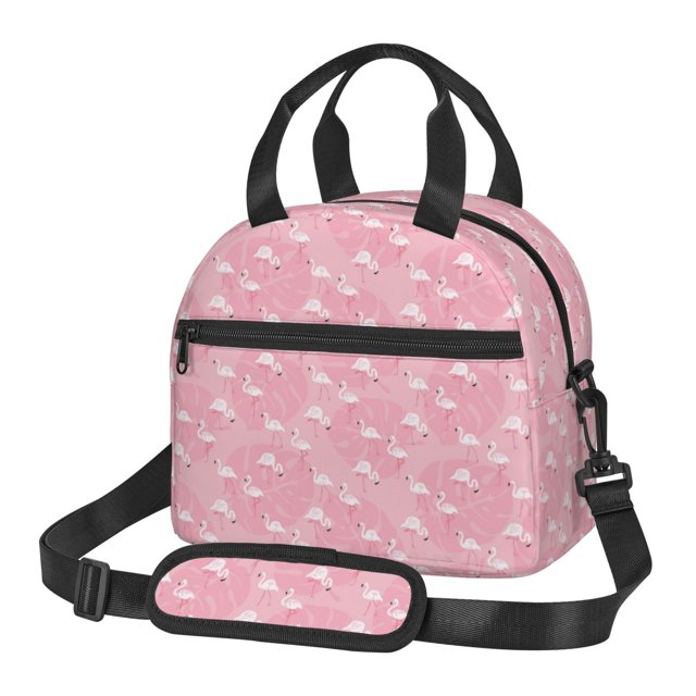 Balery Flamingos and Flowers Bolsa de Almuerzo Impresa, Caja de Almuerzo Reutilizable, Bolsa Térmica Aislada para Almuerzo, Bolsa Antiderrames