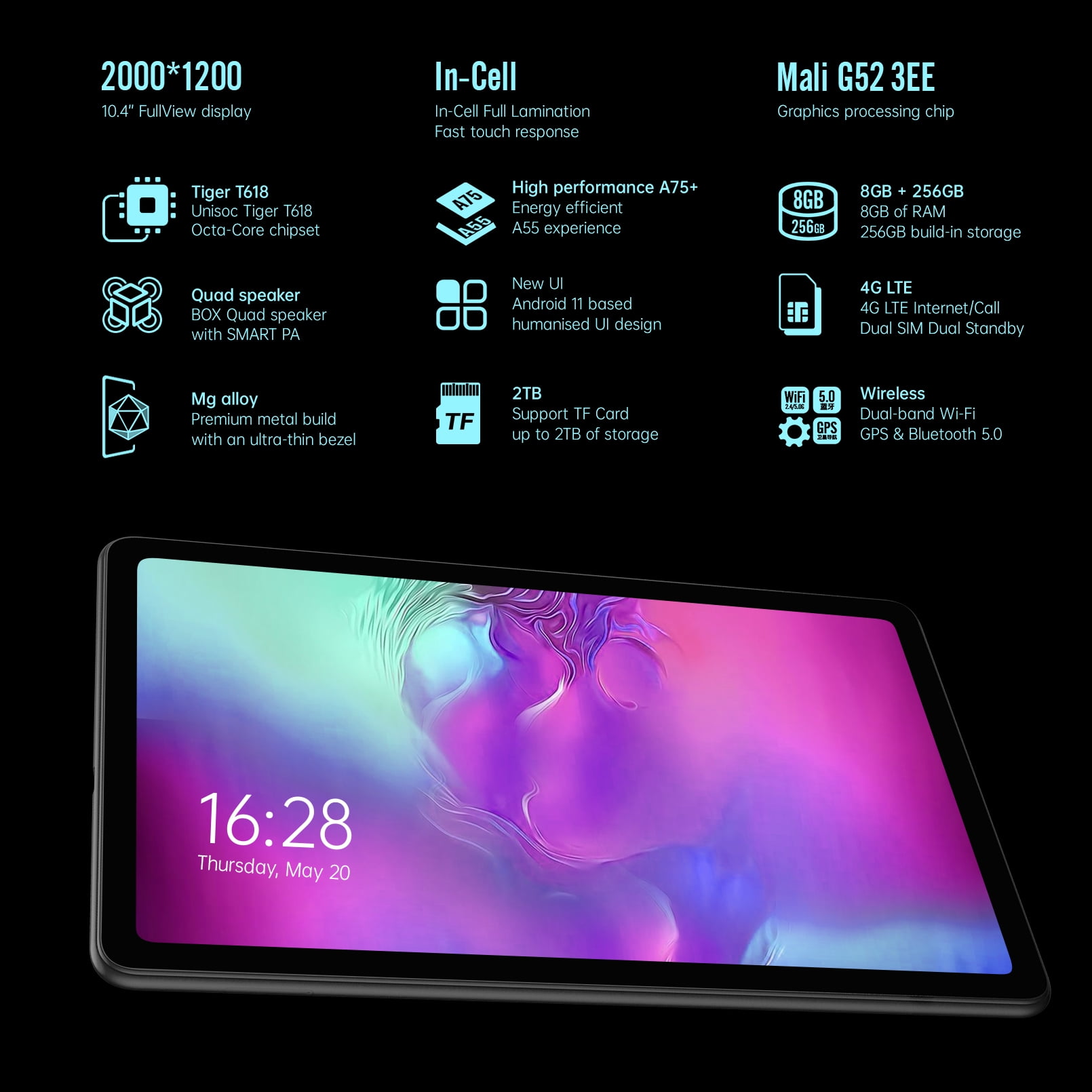 ALLDOCUBE iPlay40 Pro Tablet PC, Android 11, 10.4 inch HD