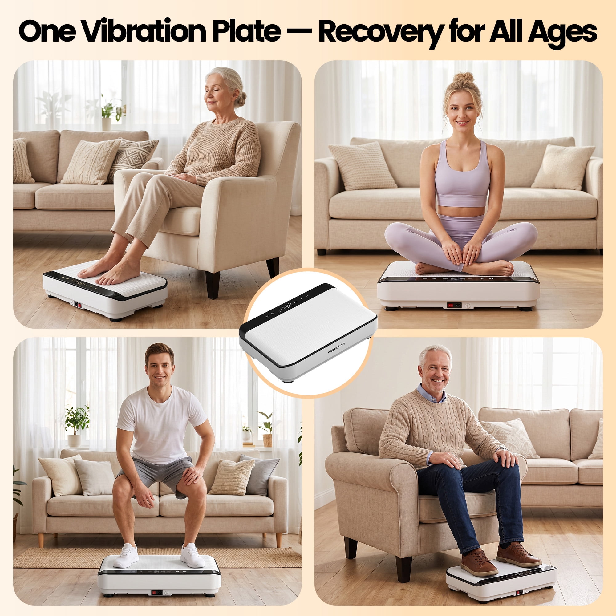Vibration Plate Machine for Home Fitness & Whole Body Workout, Vibrating Plate for Lymphatic Drainage, 440 Lbs Exercise Machine, Vibration Fitness Platform with Remote Control, White