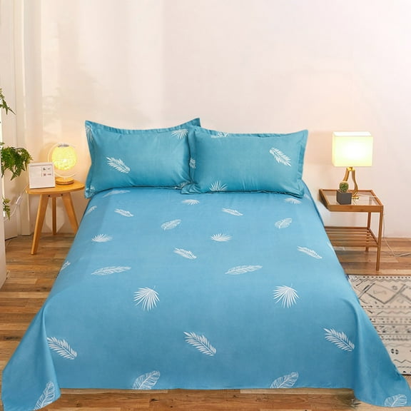 Btomtd 3Piece Bed Sheets Set with Flat Sheet and 2 Pillowcases Shrinkage and Fade Resistance for Easy Care Complete Bedding Set Queen Comforter Set, 88.58'x78.74', A