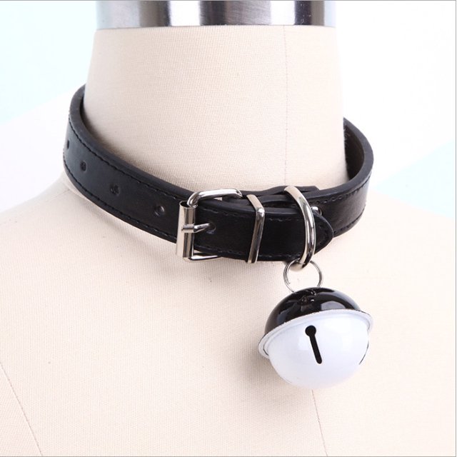 Accesorios bidimensionales sobre los calcetines hasta la rodilla collar de campana grande anillo de cuello de cuero sexy estilo de sirvienta sexy negro(4 piezas) ZefeiWu 9024715032300