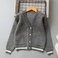 thumbnail image 2 of AHTJRT Knit Cardigans for Girls Boys Full Button V Neck Long Sleeve Sweaters Casual 2026 Warm Fall Spring Long Sleeves Outerwear Gray 5-6 Years, 2 of 10