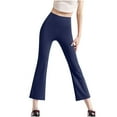 thumbnail image 2 of BRGZLK Womens High Waist Flare Leggings Slim Yoga Pilates Sports Trumpet Pants Seven Points Pants Stylish Casual Wear Navy S, 2 of 5