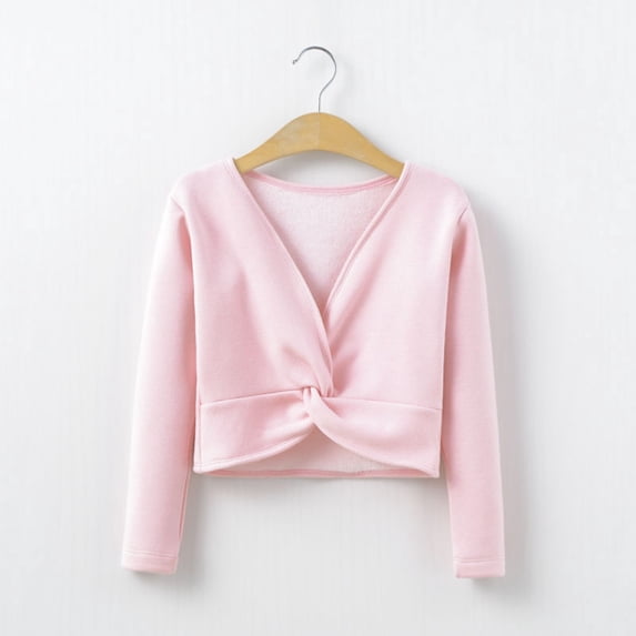 Autumn Winter Toddler Girls Long Sleeve Blouse and Velvet Dance Sweater Set for Warm Solid Color Stylish Wrap Top