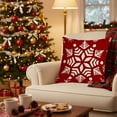 thumbnail image 2 of PuSpu Xmas Linen Pillow Cover 45x45 cm, Snowflake/Plaid Print, Soft Short Fabric, Festive Red-White Cushion Case for Sofa, Holiday Décor, Zipper Closure, Durable & Washable, Seasonal Home Accent, 2 of 6