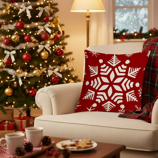 Herunwer Happy Winter Throw Pillow Covers Merry Cotton Pillowcase Personalized Cushion Cover Room Bedroom Sofa Decoration