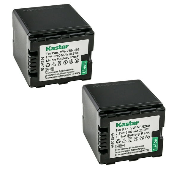 Kastar 2-Pack Battery VW-VBN260 Replacement for Panasonic VW-VBN260, VW-VBN130, VW-VBN070 Battery, Panasonic HDC-SD800, HDC-SD800GK, HDC-SD800GK-3D, HDC-SD800K, HDC-SD800P Camera