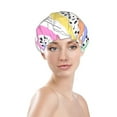 thumbnail image 3 of YFYANG Women's Double Waterproof Shower Cap, Rainbow Colored Abstract Lines Reusable Hair Cap for All Hair Styles and Head Sizes, 3 of 9