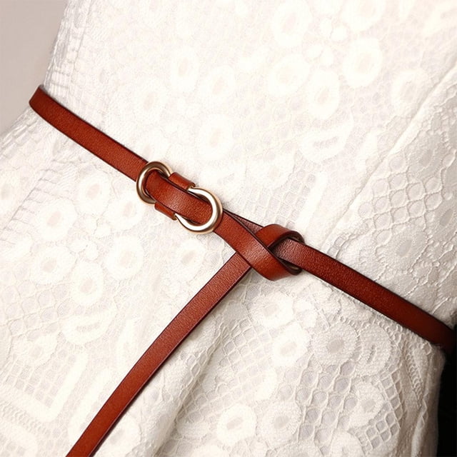 Cinturones mujer Ocio Cintura delgada Hebilla de aleación Estilo vintage Cuero marrón Colcomx Cinturones de mujer
