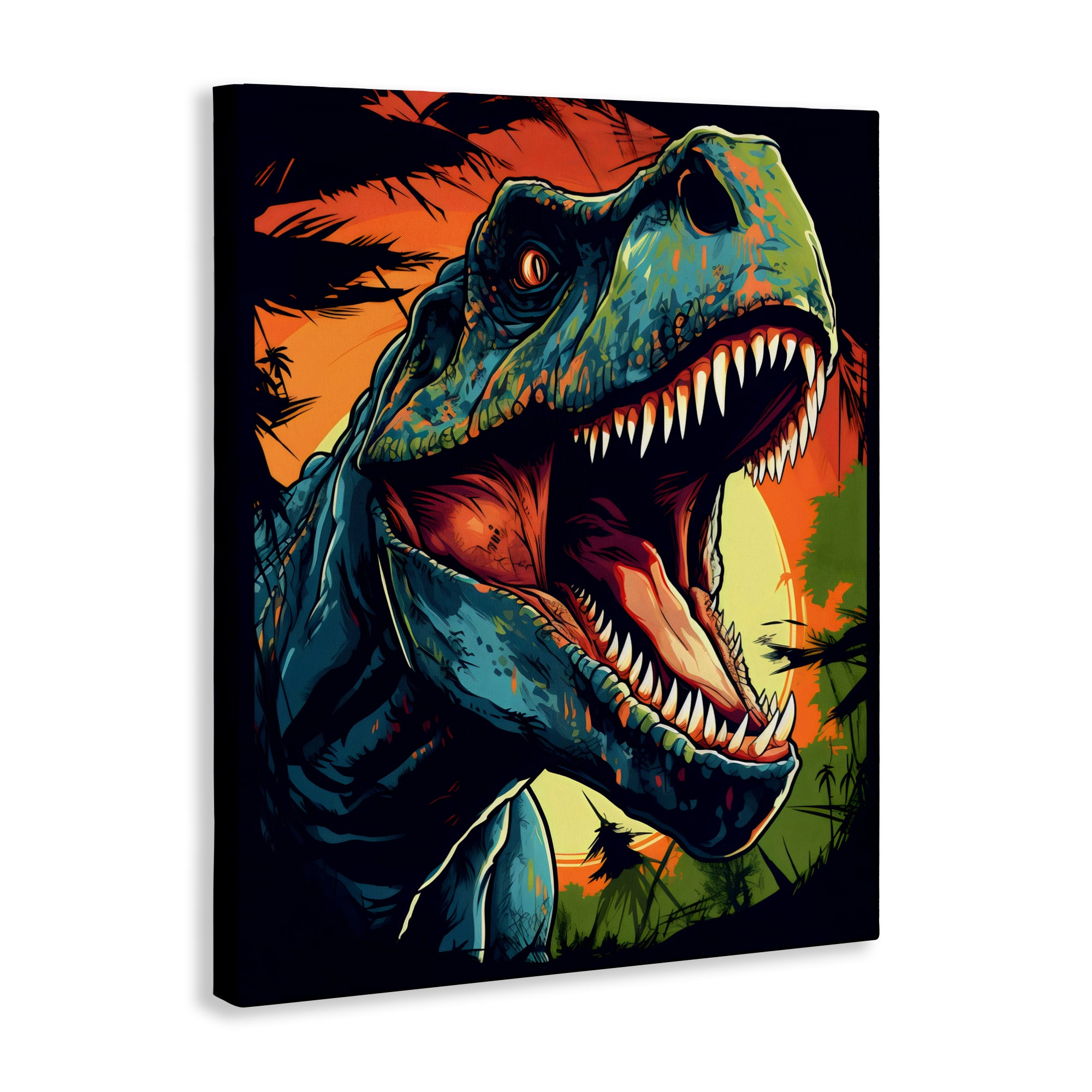 Stupell Industries Dino Roar at Sunset Canvas Wall Art, design by Creative Studio