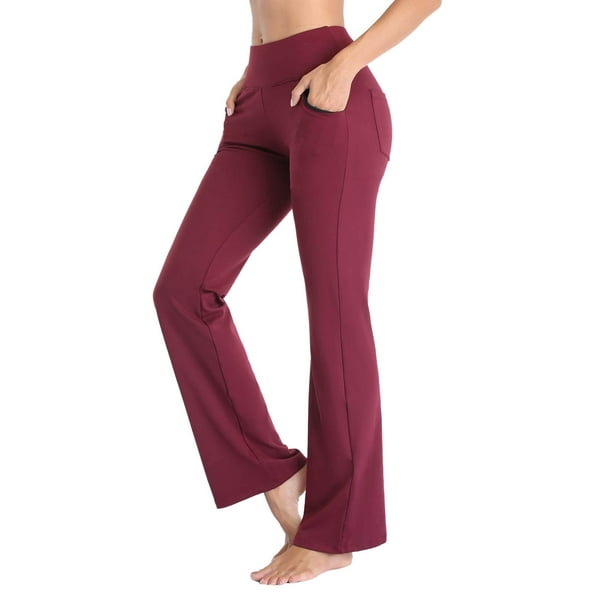 Pants For Women Work Casual Yoga High Waist Flare Leggings Wide Straight  Leg Sports Trousers Flared Trousers With Pocket Yoga Pilates Fitness Pant  Leggings 