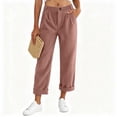 thumbnail image 5 of Sevevn Women's Fall Corduroy Pleated Draped Straight-Leg Roll-Cuff Pants Versatile Comfortable Casual Outdoor Pants with Pockets, 5 of 9