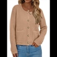thumbnail image 1 of Suéteres de Punto para Mujer, Moda de Otoño, Larga, Botones, Chaqueta Informal de Moda, Ropa de Invierno. Caqui M, 1 of 9