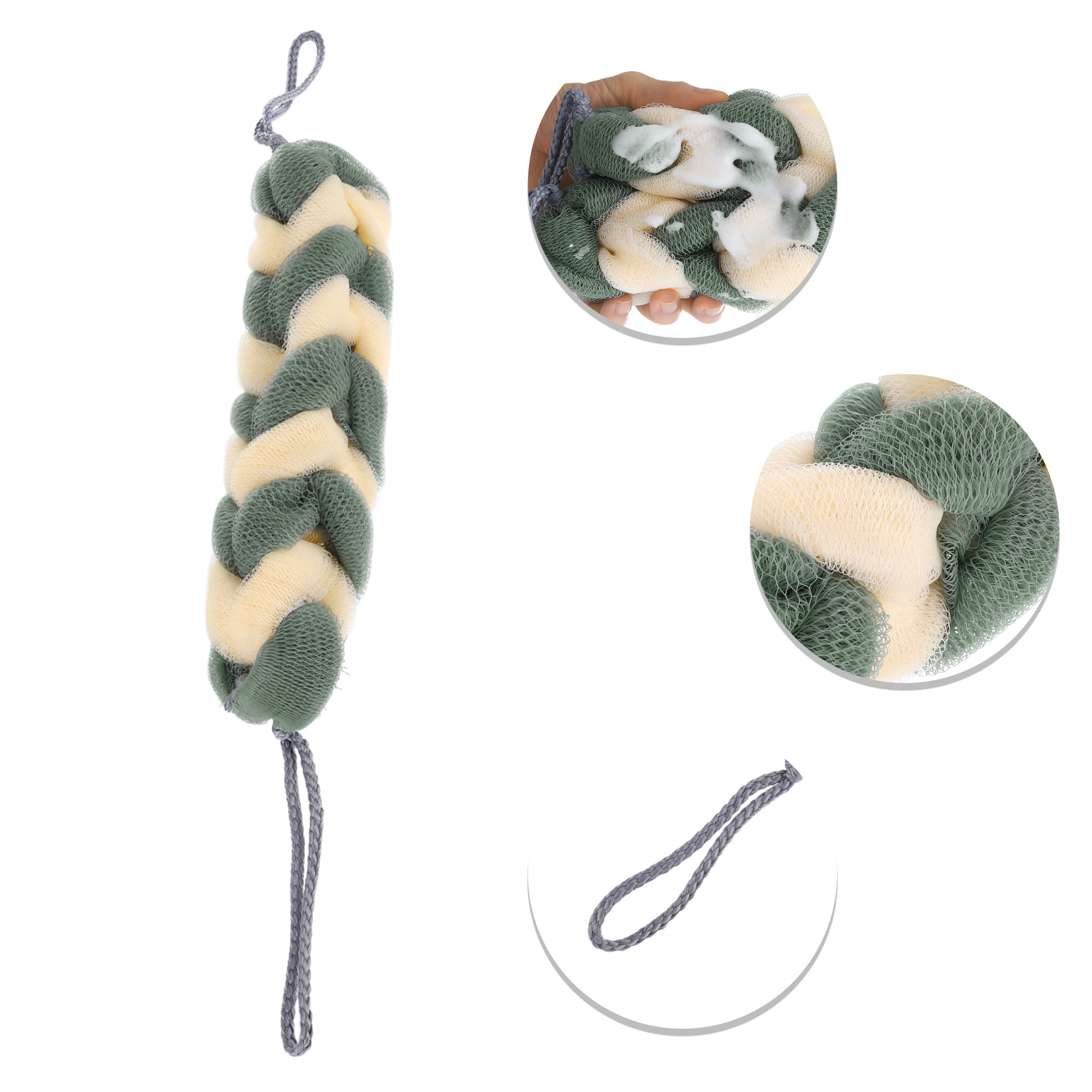 Unique Bargains Long Stretch Back Sponge Back 12.20"x2.76"x1.97" 1 Pc Beige Green