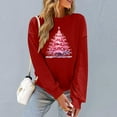 thumbnail image 5 of Long Sleeve Christmas Sweatshirt for Women Ribbed Hem Crewneck Pullover Sweatshirts Womens Holiday Gift Graphic Tops, XXL Wine, 5 of 6