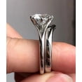 thumbnail image 4 of 3.00Ct Round Cut Simulated Diamond Beautiful Bridal Set Women's Engagement Ring Set 14K White Gold Plated Silver, 4 of 5