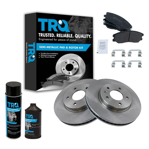 TRQ Front SEMI-METALLIC Brake Pad & Rotor s Kit w/Fluids for Equinox Torrent Vue BKA18074 Fits select: 2008-2010 SATURN VUE, 2007-2009 CHEVROLET EQUINOX