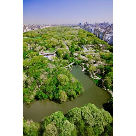 Aerial view of Central Park in spring near Columbus Circle in Manhattan, New York City, New York Print Wall (Best Aerial View Of Central Park)