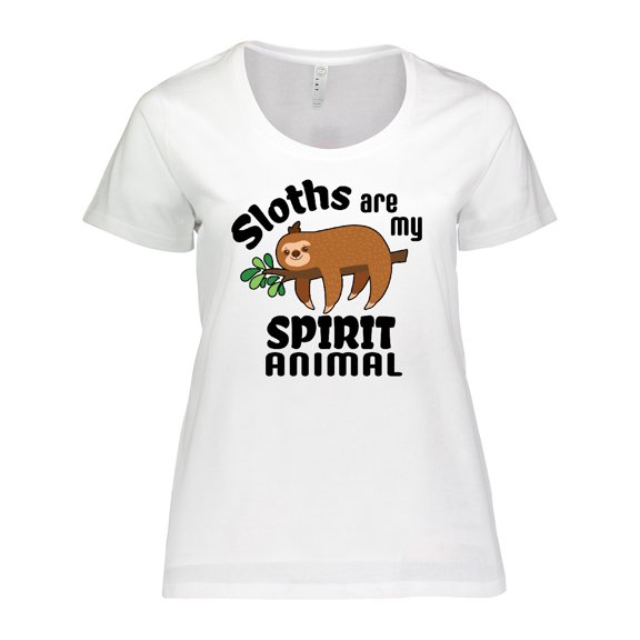 Inktastic Sloths Are My Spirit Animal with Cute Sloth Illustration Women's Plus Size T-Shirt