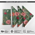 thumbnail image 4 of Vargottam Designer Cotton Canvas Napkins - Set of 12, 20-Inch, Green Floral Design, Durable & Absorbent Cloth Napkins for Dining, Parties, and Home Decor - Machine Washable, 4 of 7
