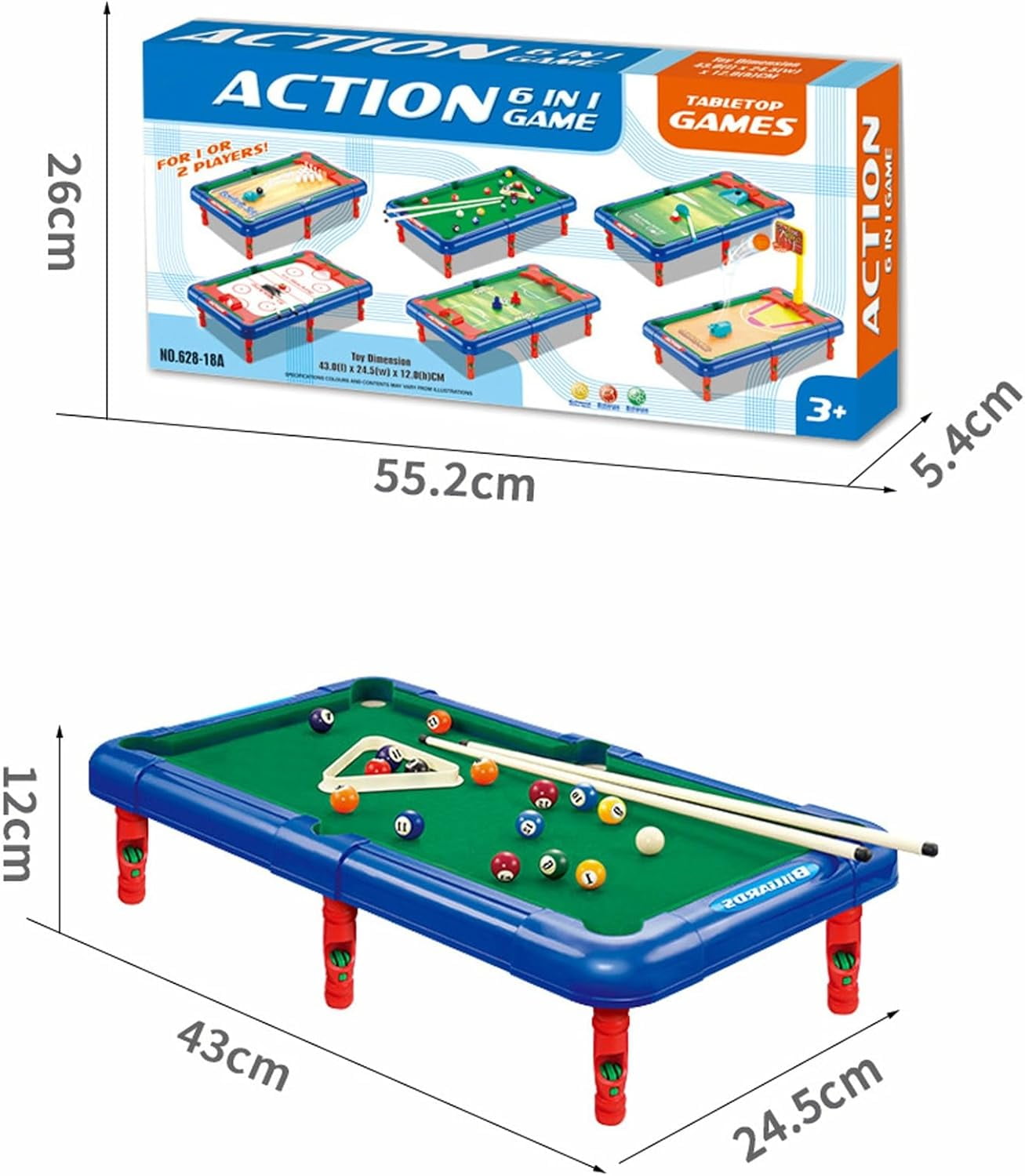 6-in-1 Multi Game Table, 2026 New Portable Multi-Functional Game Set: Features Air Hockey, Bowling, Foosball, Tabletop Pool, Basketball & Golf, Ideal for Family Bonding