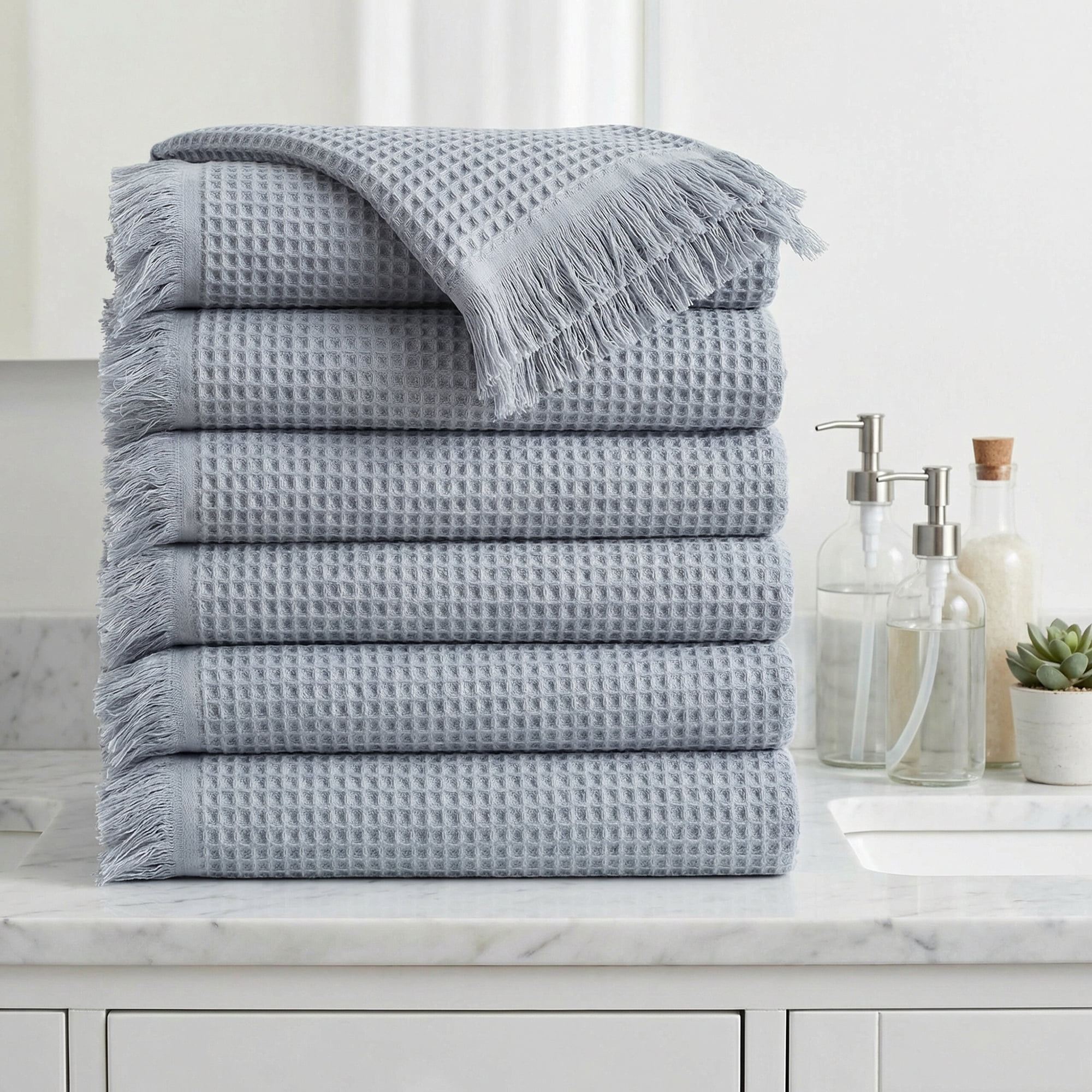 Unique Bargains Highly Absorbent Waffle Bath Towel 2 Pack Grey 71"x35"