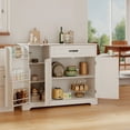 thumbnail image 3 of Asofer 42" Kitchen Storage Cabinet, Sideboard Buffet with 3 Doors & 1 Drawer & 8 Shelves, White, 3 of 8