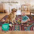 thumbnail image 4 of ODIKA 4'x6' Ultra-Soft Area Rug, Large Motif Bohemian Teal Border Vintage Inspired Boho Southwestern Refined None Washable, Bare feet friendly, Silk-Touch for Bedroom Home office, 4 of 7