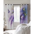 thumbnail image 2 of Blackout Curtains for Bedroom, Lavender Room Darkening Window Drapes for Living Room, Watercolor Purple White Floral Botanical Butterfly Thermal Insulated Grommet Curtains, 52x96 inch, 2 Panels, 2 of 9