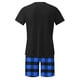 thumbnail image 3 of Mangas de Mano para Hombres Plaid Casual Home Sleepwear Manga Corta Cuello Redondo Top Y Pantalones Cortos Set, Algodón Poliéster Sala de Desgaste, 3 of 6